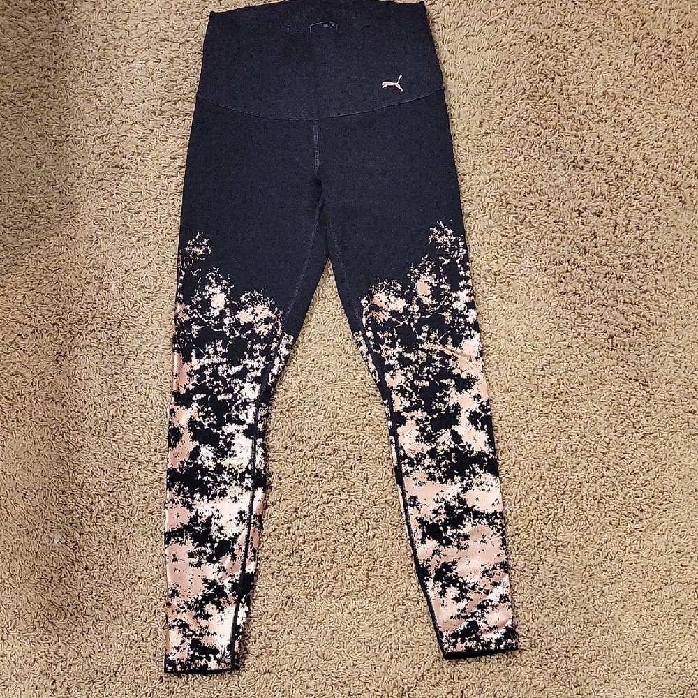 Puma Black and Rose Gold Patterned Leggings